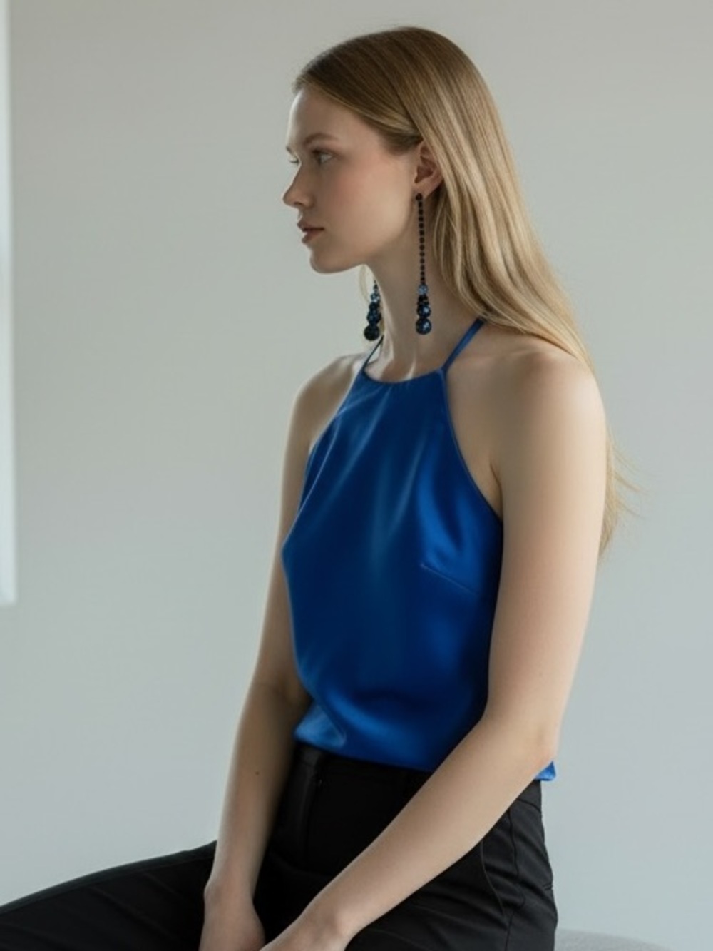 BR Earrings Black and Blue Linear Drop
